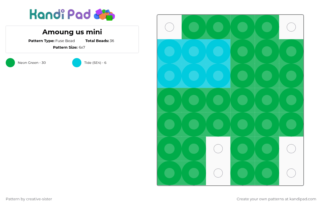 Amoung us mini - Fuse Bead Pattern by creative-sister on Kandi Pad - green