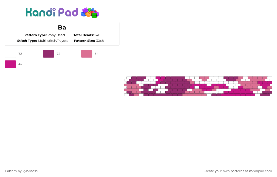 Ba Pony Bead Pattern - Kandi Pad | Kandi Patterns, Fuse Bead Patterns ...