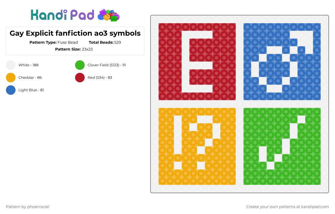 Gay Explicit fanfiction ao3 symbols - Fuse Bead Pattern by vinnyvox on Kandi Pad - blue,red,green,orange,ao3,fanfiction,reading,internet