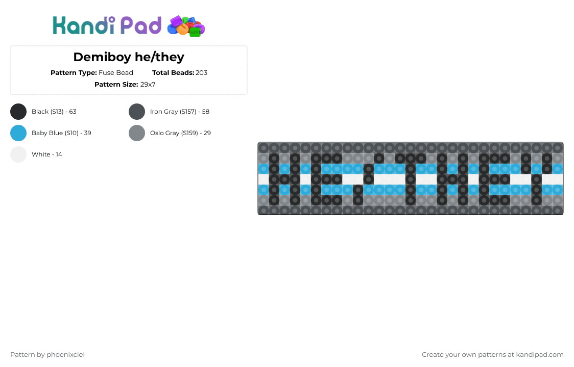 Demiboy he/they - Fuse Bead Pattern by vinnyvox on Kandi Pad - purple,pride,lgbtq,pride flag,pronouns,demiboy