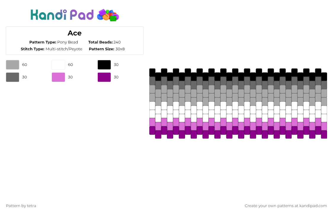 Ace - Pony Bead Pattern by tetra on Kandi Pad - beige,pink