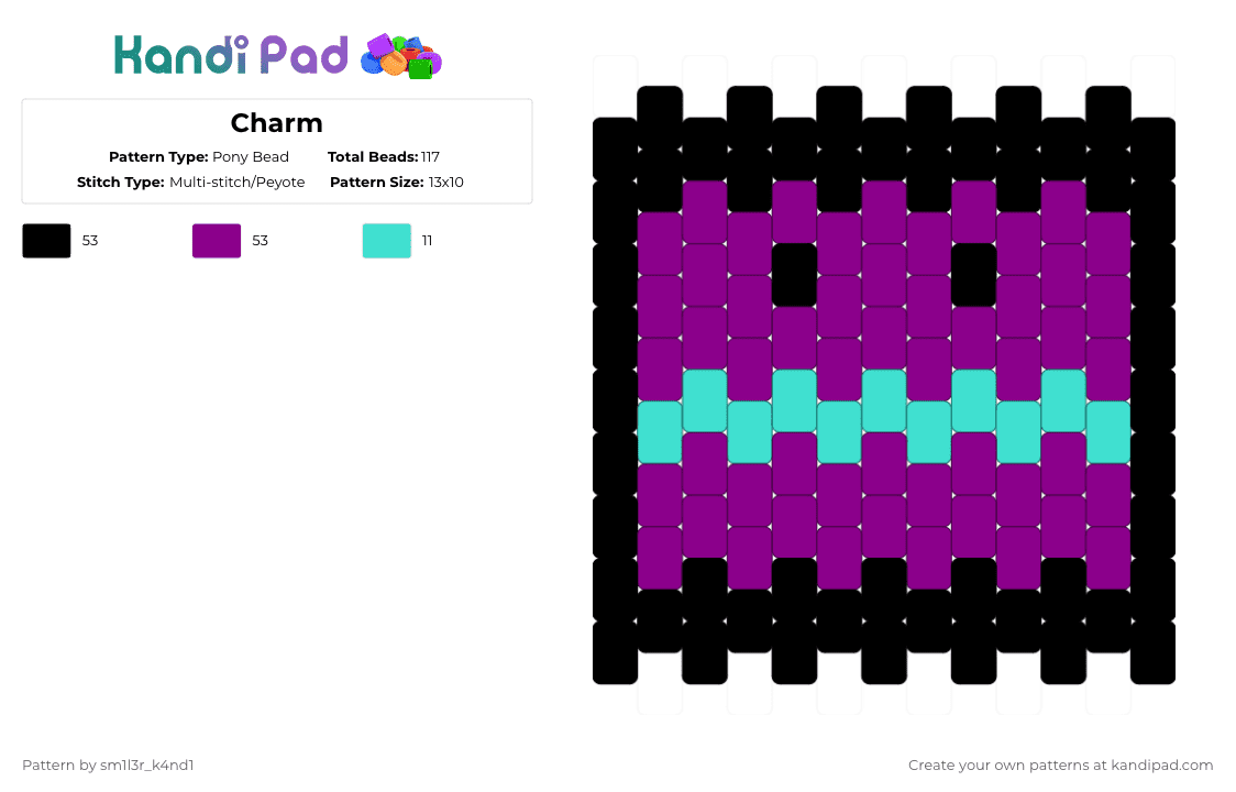 Charm - Pony Bead Pattern by sm1l3r_k4nd1 on Kandi Pad - pink