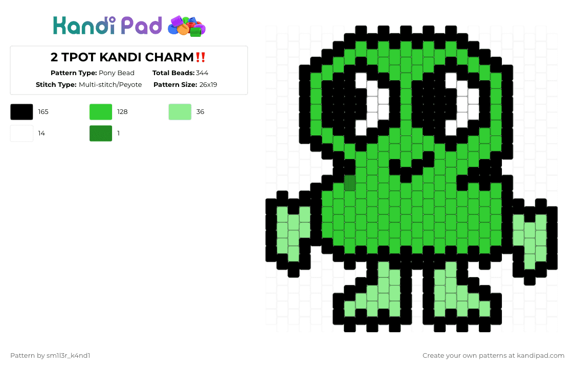 2 TPOT KANDI PANEL‼️ - Pony Bead Pattern by sm1l3r_k4nd1 on Kandi Pad - green,tpot,two