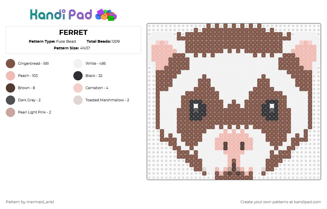 FERRET - Fuse Bead Pattern by mermaid_ariel on Kandi Pad - tan