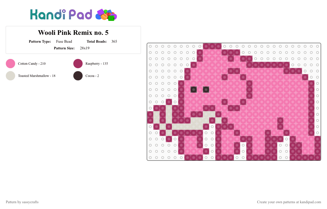 Wooli Pink Remix no. 5 - Fuse Bead Pattern by sassycrafts on Kandi Pad - pink,wooli,edm,mammoth