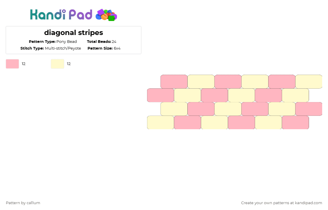 diagonal stripes - Pony Bead Pattern by ca11um on Kandi Pad - pink,yellow,stripes,diagonal,repeating,repeat,stripe,striped