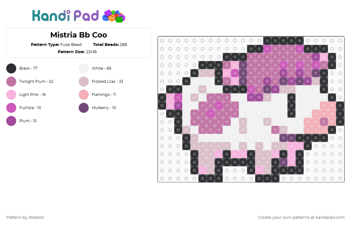 Mistria Bb Coo - Fuse Bead Pattern by libtastic on Kandi Pad - pink,beige
