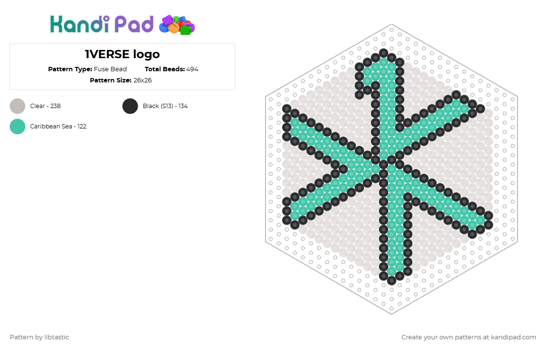 1VERSE logo - Fuse Bead Pattern by libtastic on Kandi Pad - teal,beige,1verse,kpop,boy groups