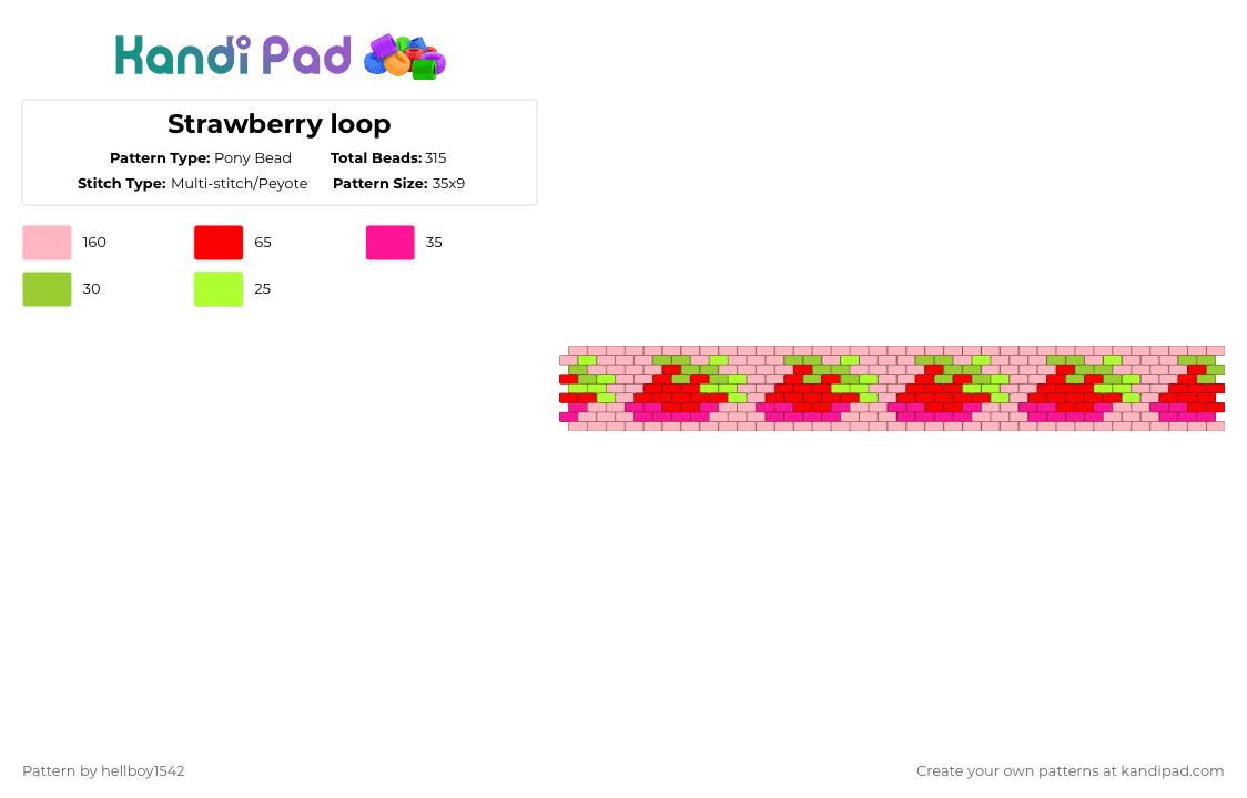 Strawberry loop - Pony Bead Pattern by hellboy1542 on Kandi Pad - pink