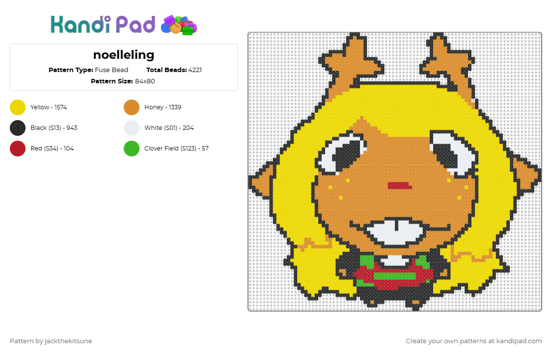 noelleling - Fuse Bead Pattern by jackthekitsune on Kandi Pad - yellow,orange,deltarune,meme
