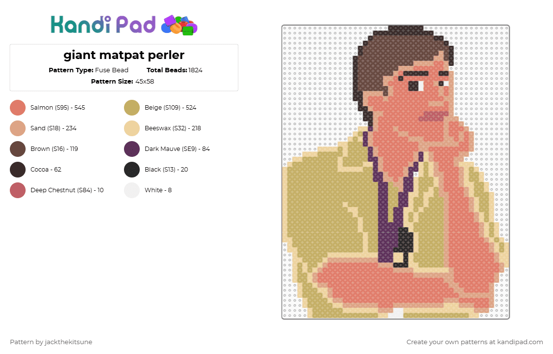 giant matpat perler - Fuse Bead Pattern by jackthekitsune on Kandi Pad - beige,orange