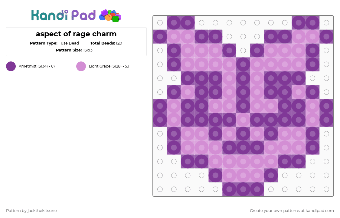 aspect of rage charm - Fuse Bead Pattern by jackthekitsune on Kandi Pad - pink,homestuck