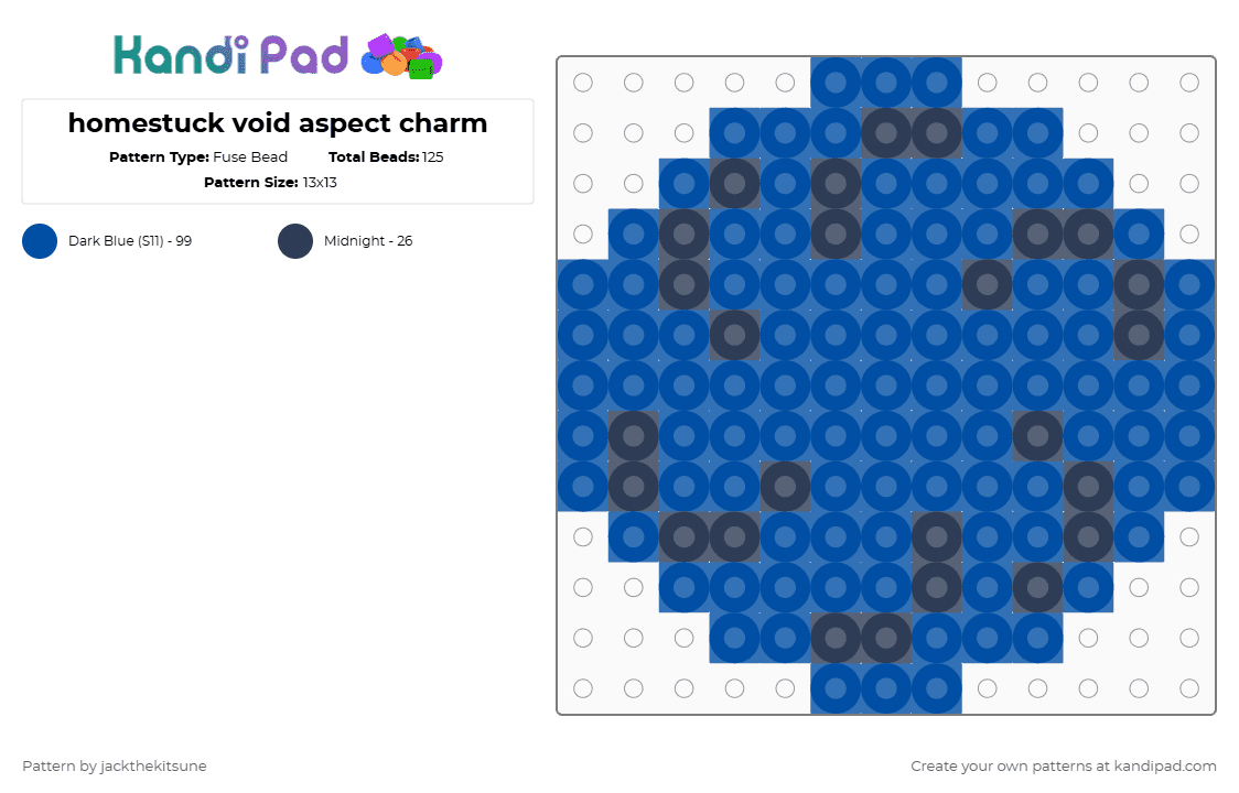 homestuck void aspect charm - Fuse Bead Pattern by jackthekitsune on Kandi Pad - blue