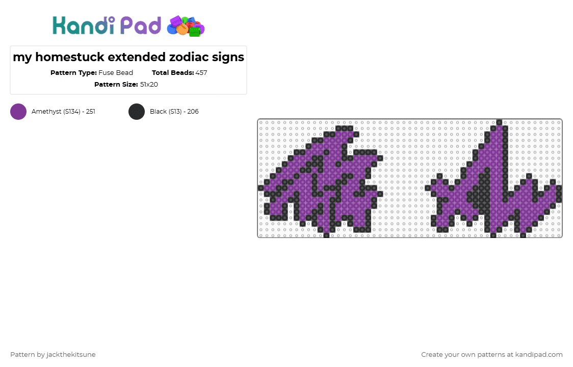 my homestuck extended zodiac signs - Fuse Bead Pattern by jackthekitsune on Kandi Pad - pink,black,homestuck