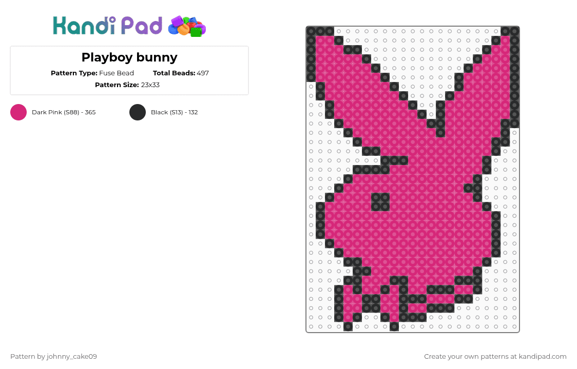 Playboy bunny - Fuse Bead Pattern by deleted_user_636862 on Kandi Pad - black,pink