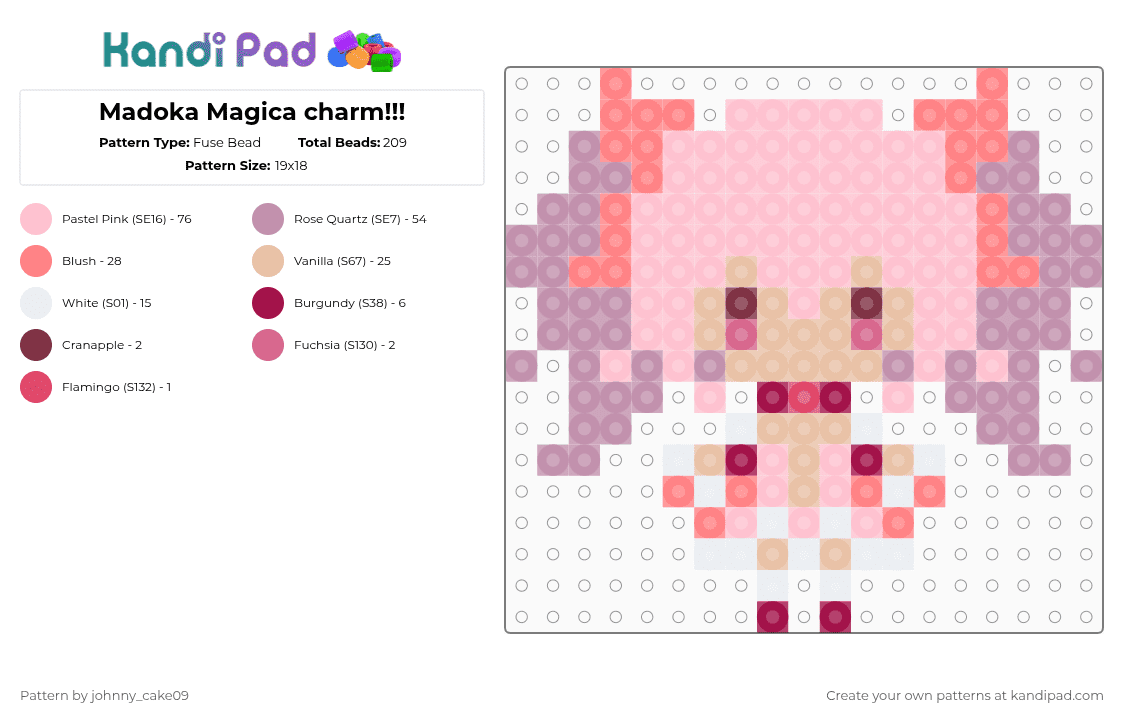 Madoka Magica charm!!! - Fuse Bead Pattern by deleted_user_636862 on Kandi Pad - pink