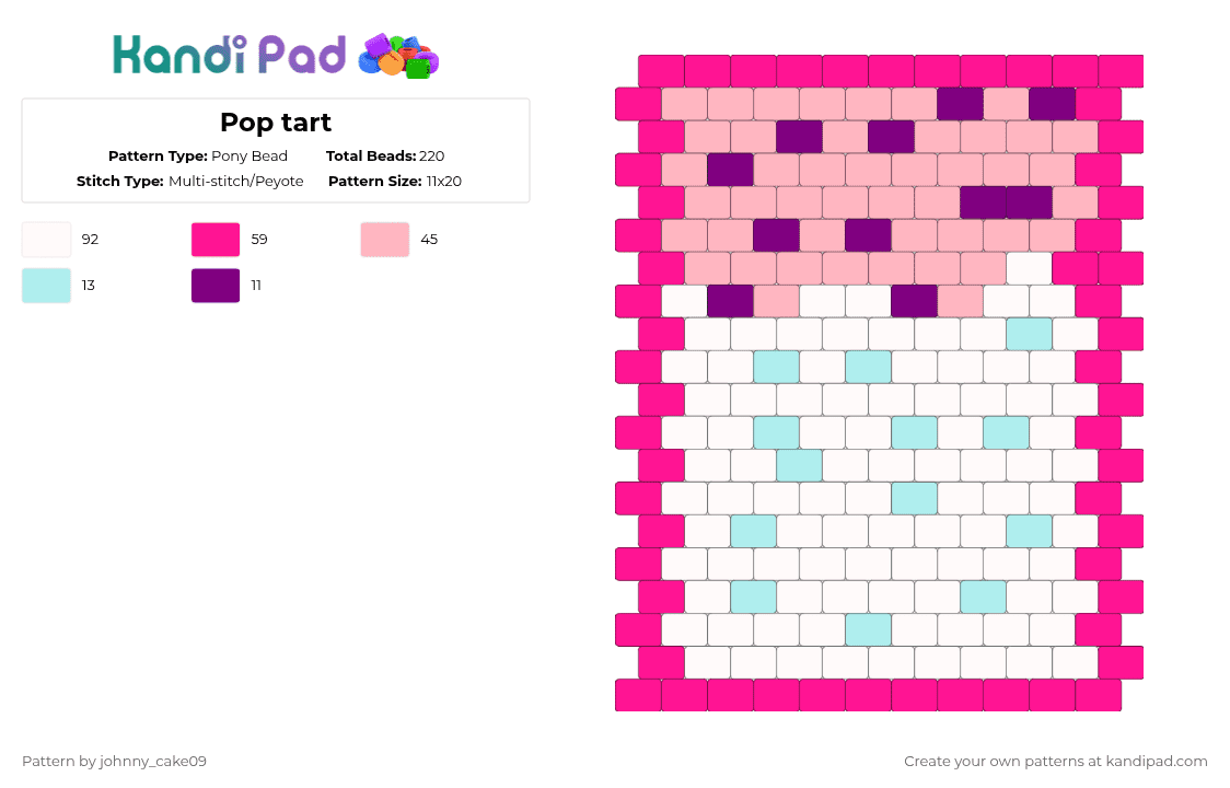 Pop tart - Pony Bead Pattern by deleted_user_636862 on Kandi Pad - pink