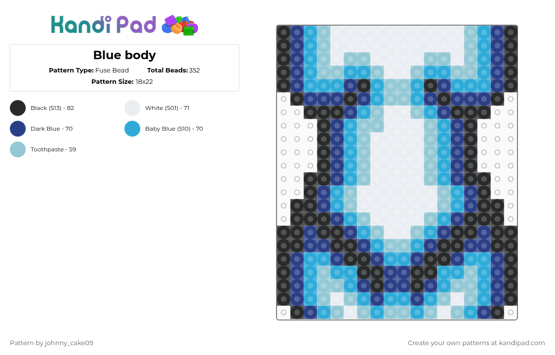 Blue body - Fuse Bead Pattern by deleted_user_636862 on Kandi Pad - blue,light blue