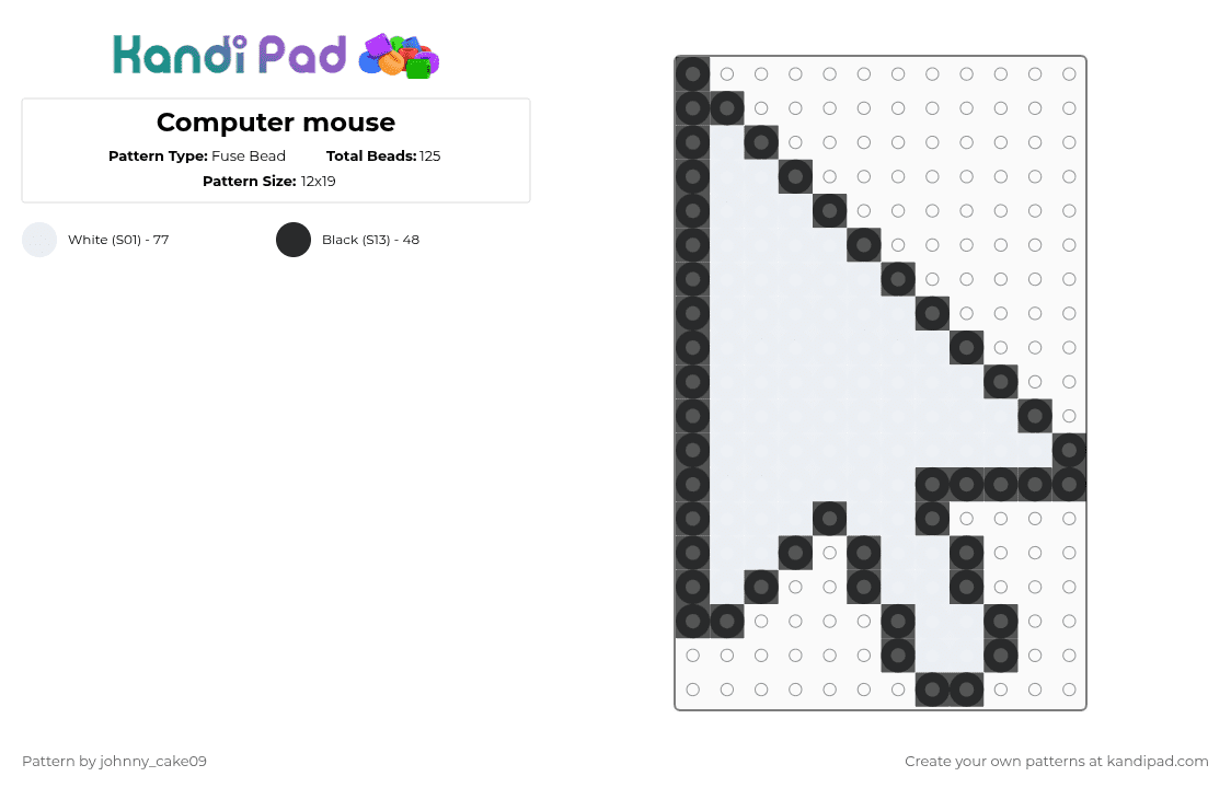Computer mouse - Fuse Bead Pattern by deleted_user_636862 on Kandi Pad - cursor,black,white
