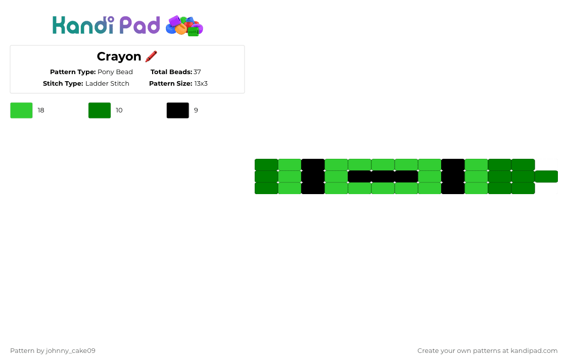 Crayon 🖍️ - Pony Bead Pattern by deleted_user_636862 on Kandi Pad - green