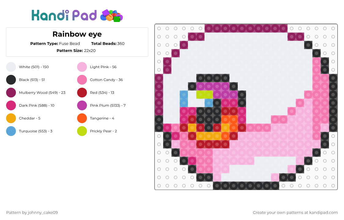 Rainbow eye - Fuse Bead Pattern by deleted_user_636862 on Kandi Pad - white,pink