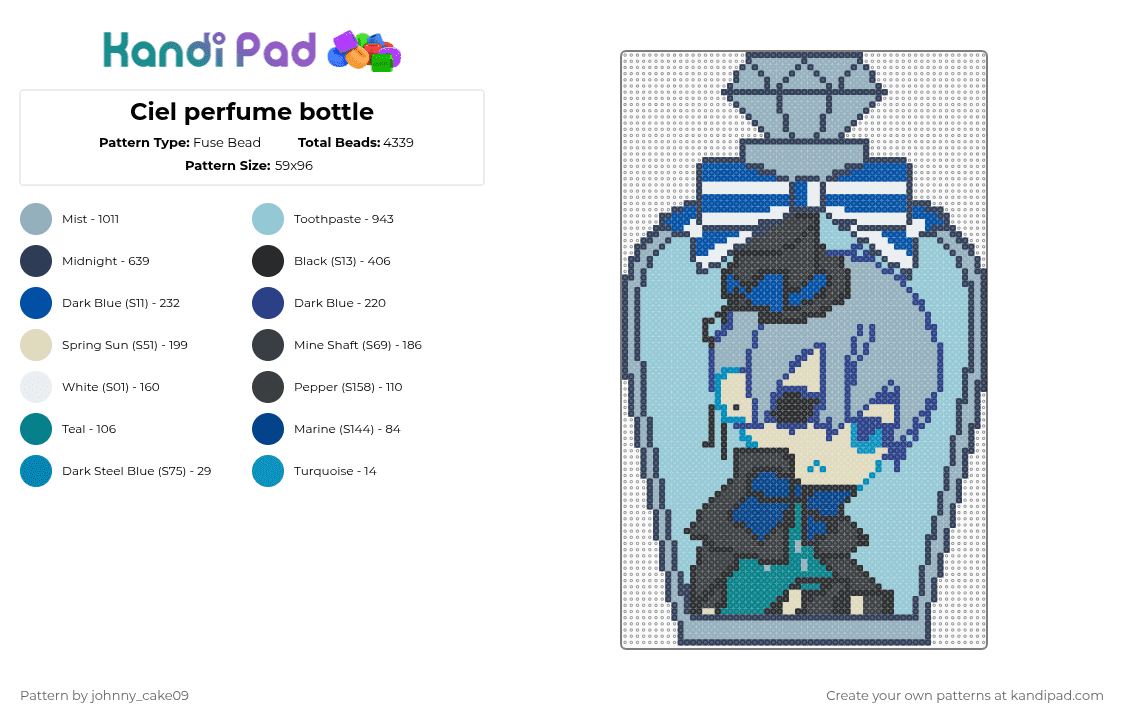 Ciel perfume bottle - Fuse Bead Pattern by deleted_user_636862 on Kandi Pad - light blue