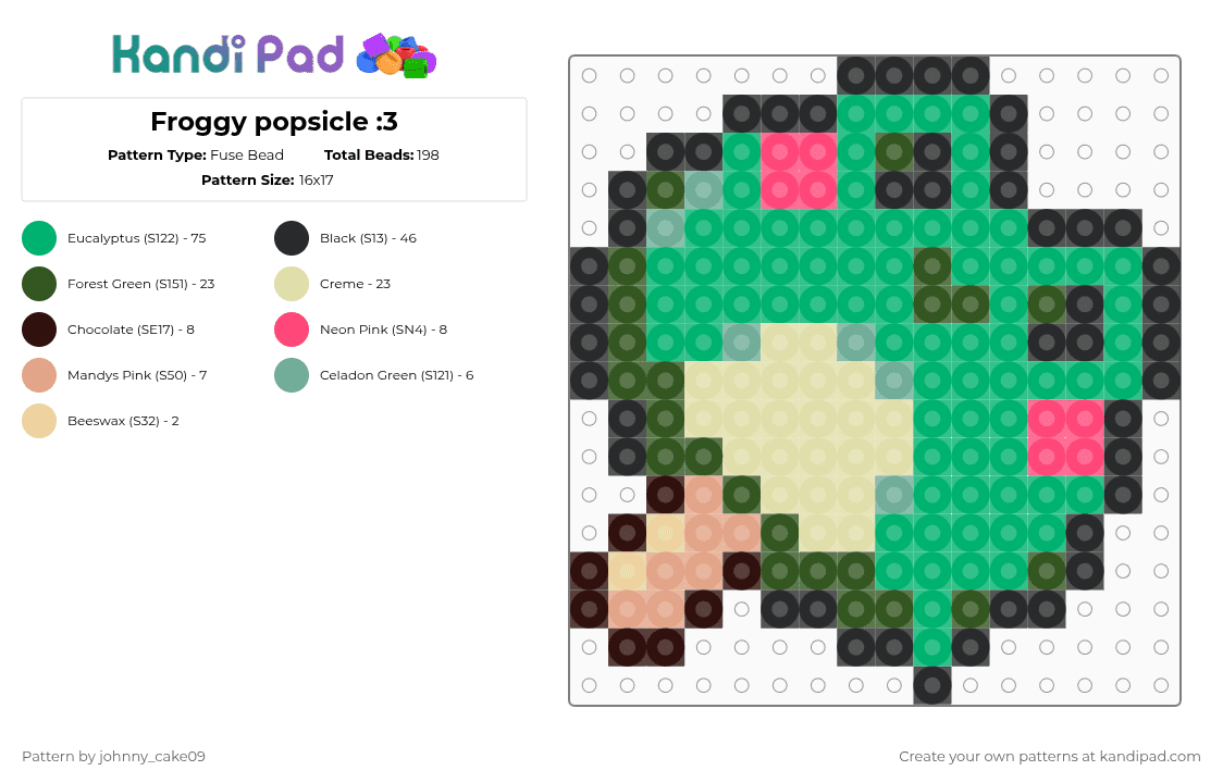 Froggy popsicle :3 - Fuse Bead Pattern by deleted_user_636862 on Kandi Pad - gold,yellow,green