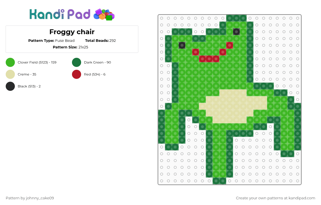 Froggy chair - Fuse Bead Pattern by deleted_user_636862 on Kandi Pad - green
