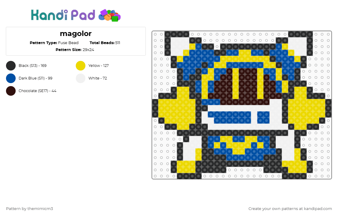 magolor - Fuse Bead Pattern by themimicm3 on Kandi Pad - yellow,blue,kirby