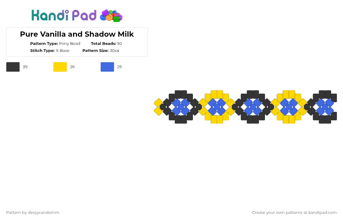 Pure Vanilla and Shadow Milk - Pony Bead Pattern by derpyrandomm on Kandi Pad - yellow,blue,crk,cookie run kingdom,shadow milk,shadow milk cookie,pure vanilla,pure vanilla cookie,shadow vanilla,shadowvanilla