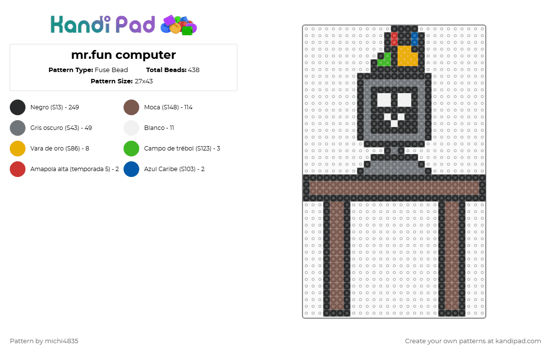 Mr.fun computer Fuse Bead Pattern - Kandi Pad | Kandi Patterns, Fuse ...