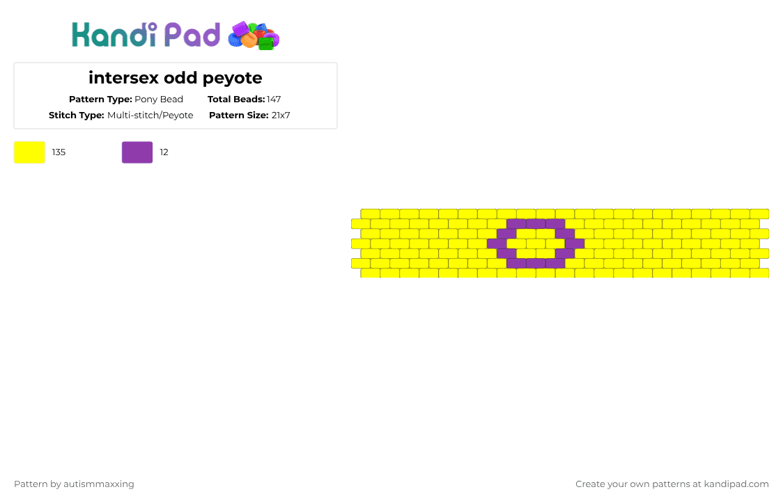 intersex odd peyote - Pony Bead Pattern by autismmaxxing on Kandi Pad - yellow,lgbtqia,lgbt,queer,dsd,transintersex,intergender,cisintersex,intersexuality