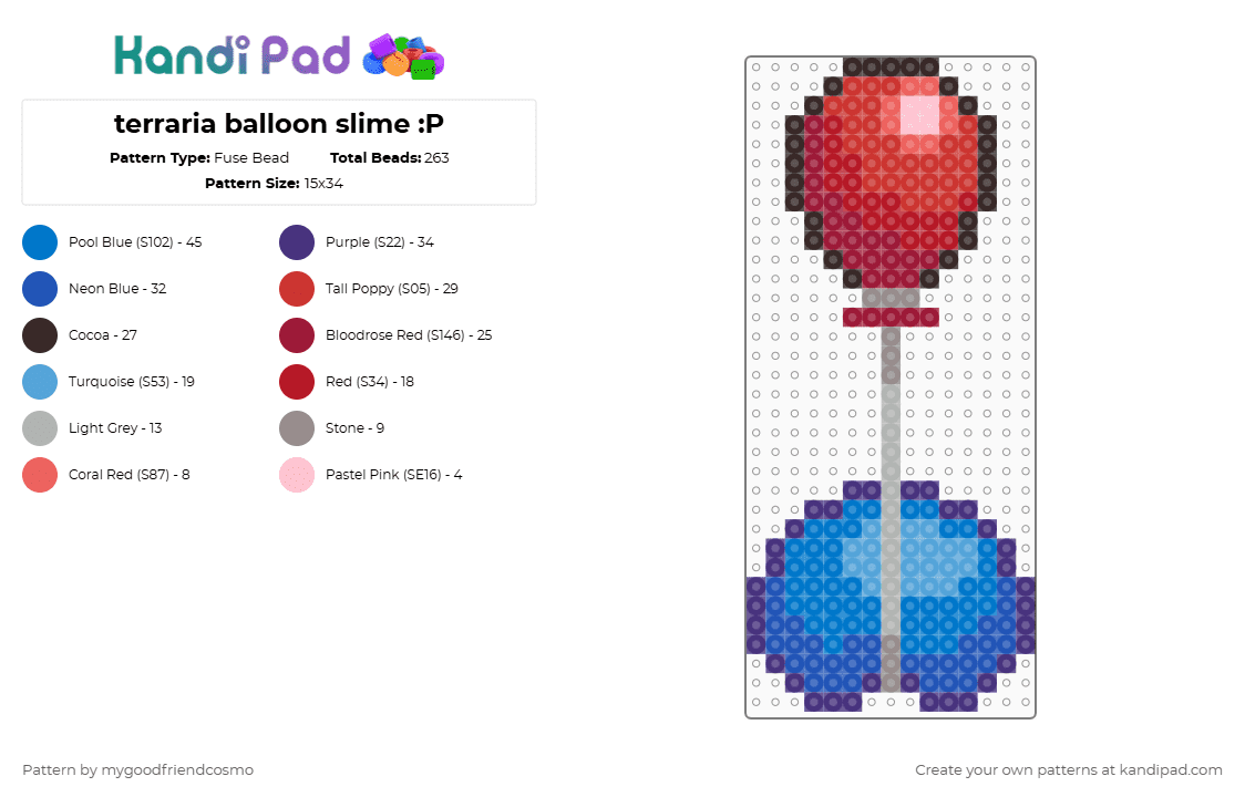 terraria balloon slime :P - Fuse Bead Pattern by mygoodfriendcosmo on Kandi Pad - purple,blue,red