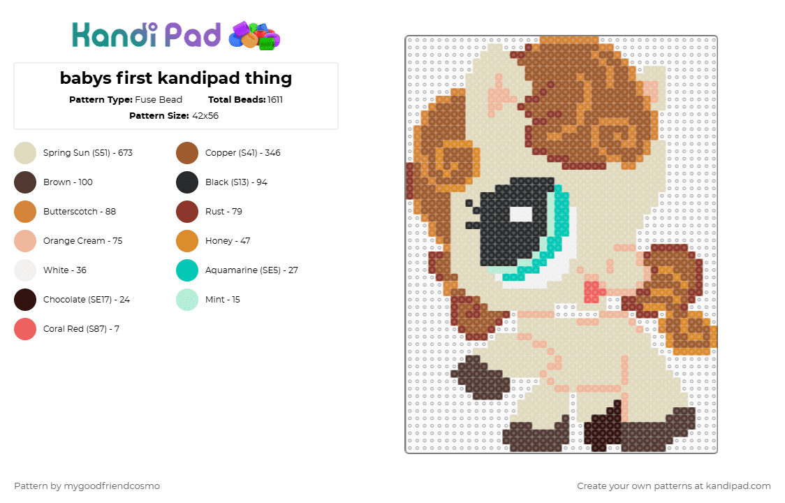 babys first kandipad thing - Fuse Bead Pattern by mygoodfriendcosmo on Kandi Pad - pony,horse,kawaii,animal,littlest pet shop,lps,beige,tan