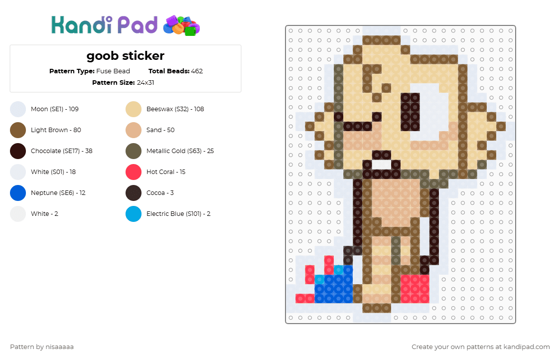 goob sticker - Fuse Bead Pattern by nisaaaaa on Kandi Pad - beige, tan
