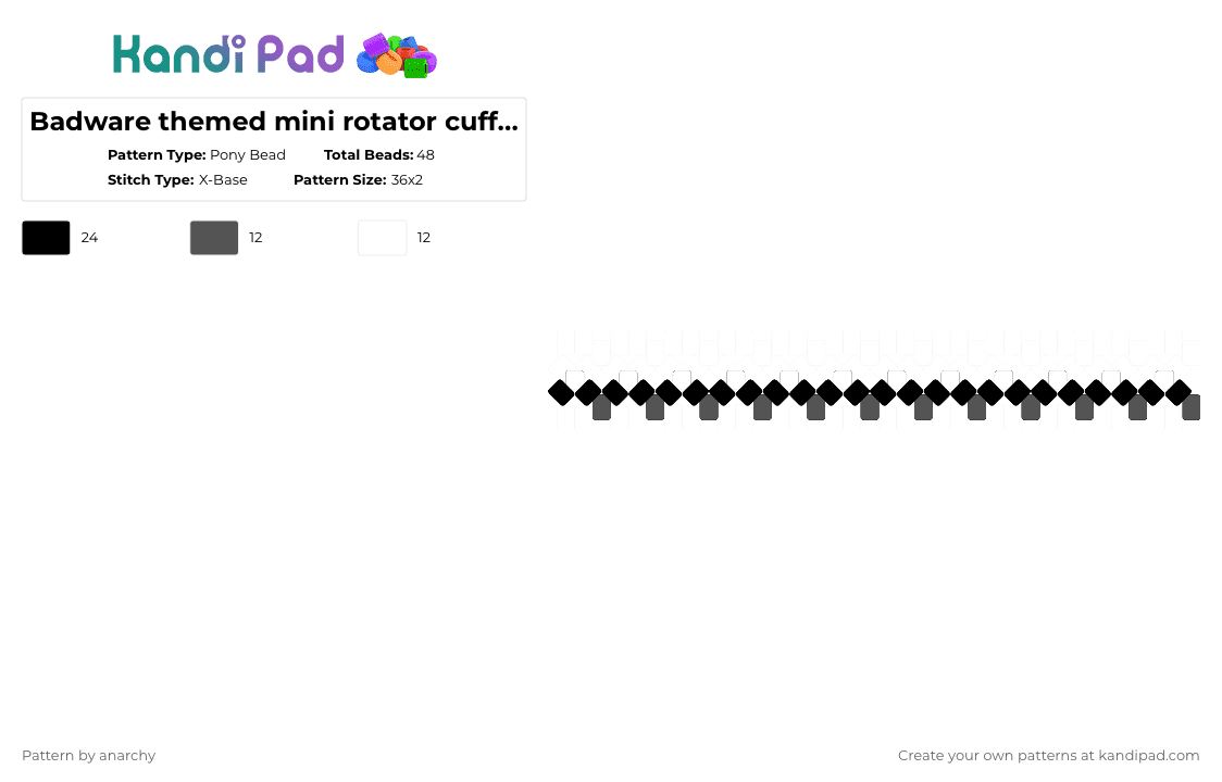 Badware themed mini rotator cuff part 2 (bumbers!) - Pony Bead Pattern by anarchy on Kandi Pad - gray,white,die of death,badware,roblox,dod,rotator