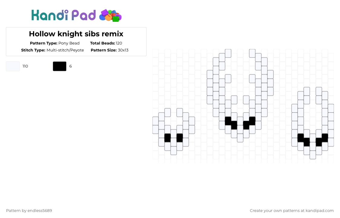 Hollow knight sibs remix - Pony Bead Pattern by endless5689 on Kandi Pad - white