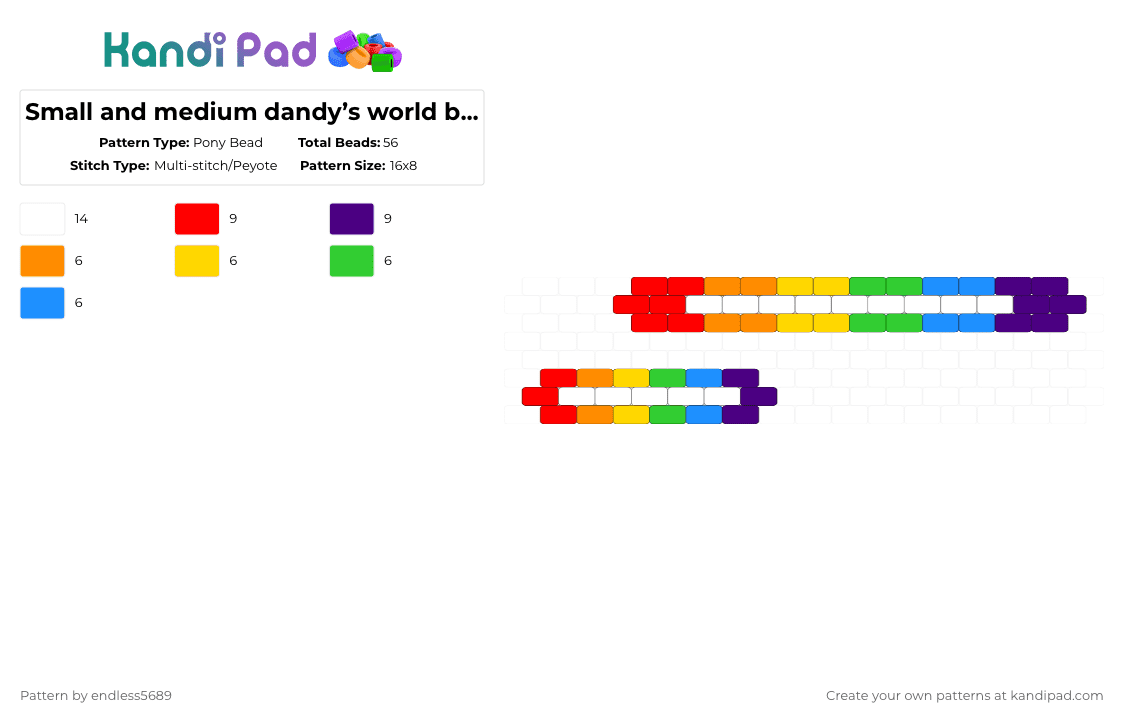 Small and medium dandy’s world bandage - Pony Bead Pattern by endless5689 on Kandi Pad - dandaid,red,purple