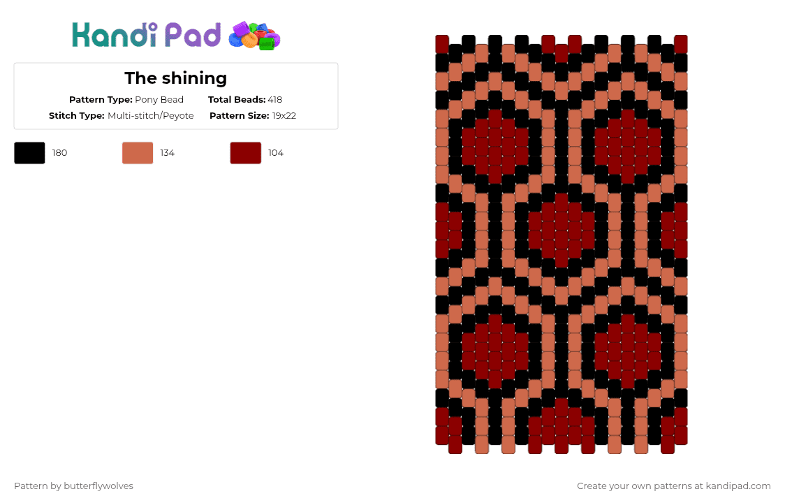 The Shining - Overlook Hotel - Pony Bead Pattern by butterflywolves on Kandi Pad - shining,geometric,panel,movie,horror,wallpaper,halloween,spooky,black,red