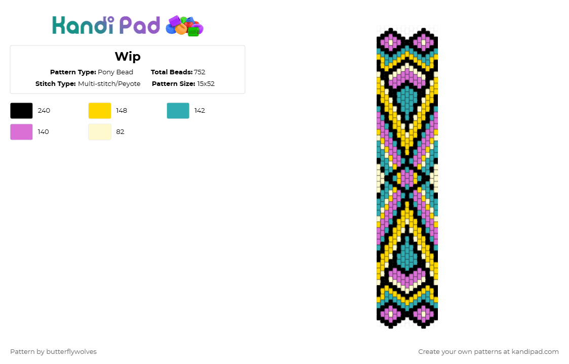 Geometric Bracelet - Pony Bead Pattern by butterflywolves on Kandi Pad - yellow