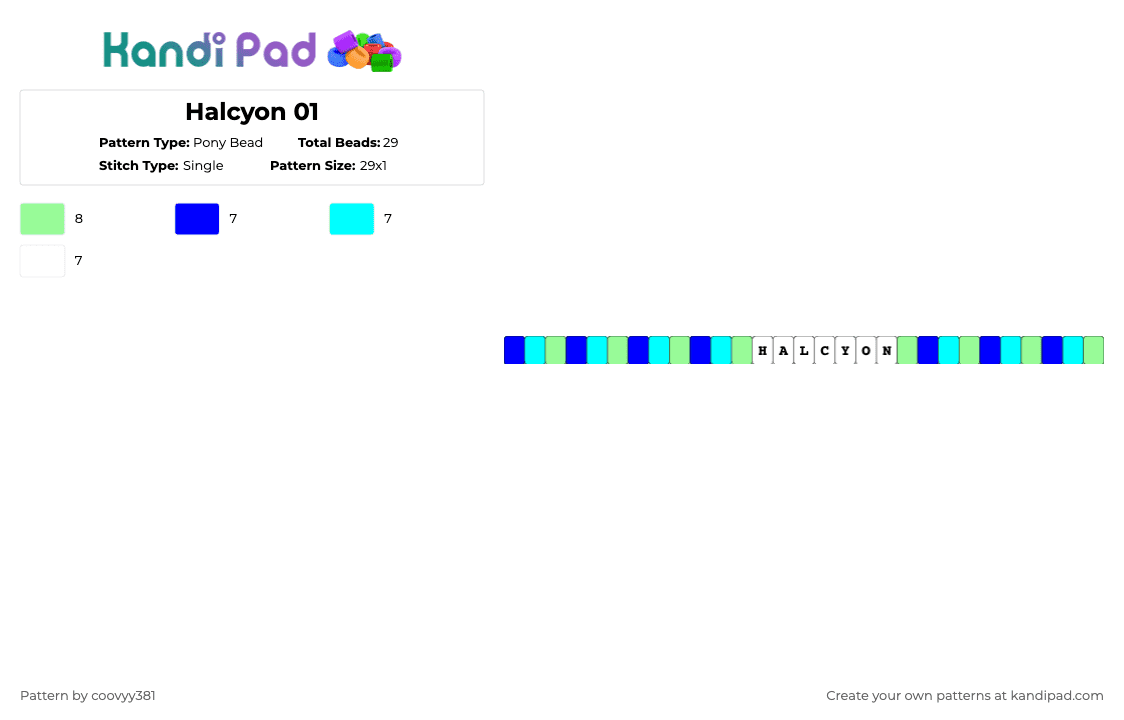 Halcyon 01 Pony Bead Pattern - Kandi Pad | Kandi Patterns, Fuse Bead ...