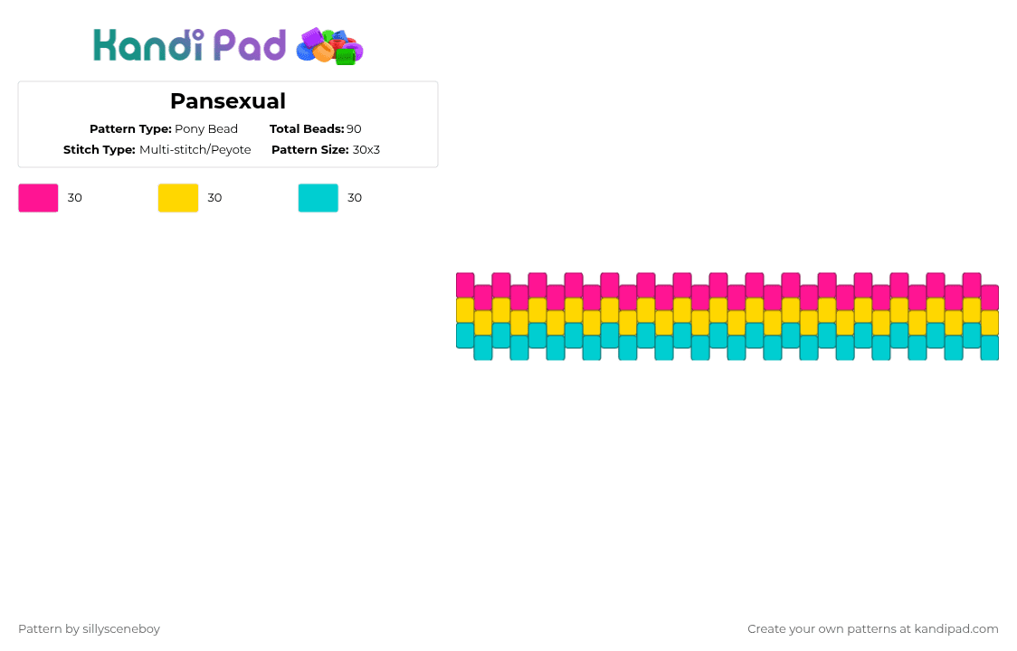 Pansexual - Pony Bead Pattern by sillysceneboy on Kandi Pad - pink,yellow,light blue
