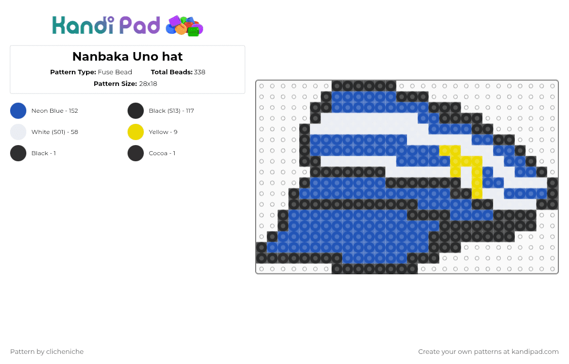 Nanbaka Uno hat - Fuse Bead Pattern by clicheniche on Kandi Pad - blue,nanbaka,hat,anime