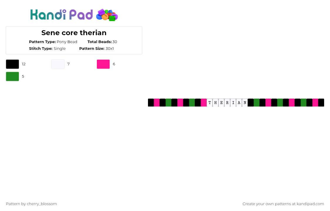 Sene core therian - Pony Bead Pattern by cherry_blossom on Kandi Pad - pink,green