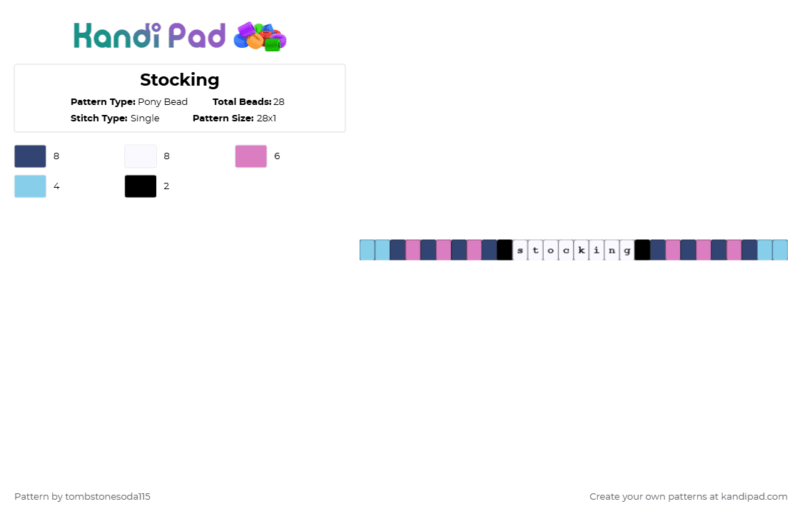 Stocking - Pony Bead Pattern by tombstonesoda115 on Kandi Pad - blue,pink
