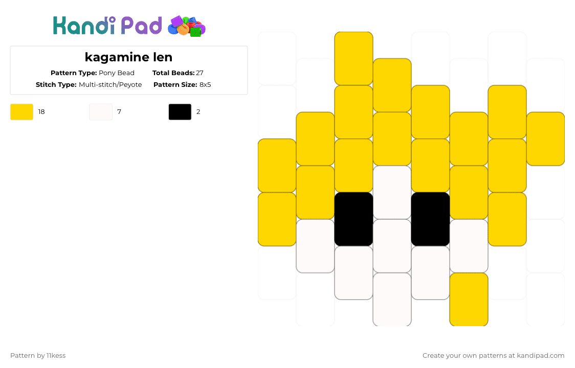 kagamine len - Pony Bead Pattern by 11kess on Kandi Pad - yellow,white,charm,kagamine,len,vocaloid,banana