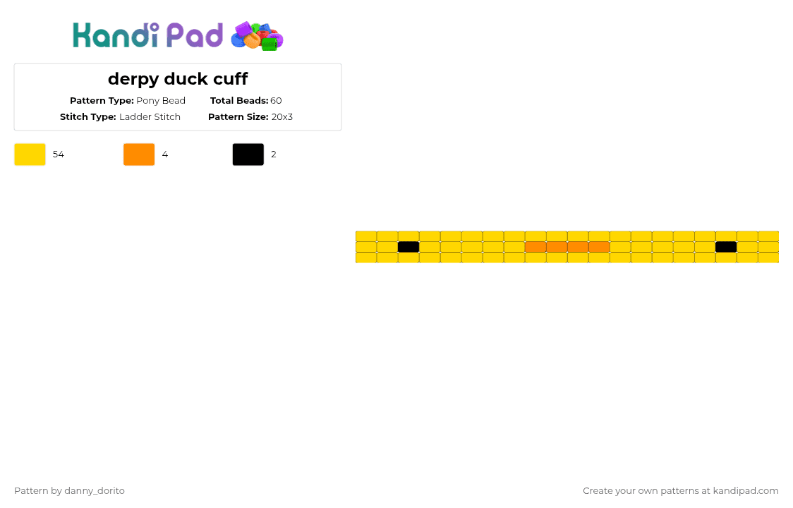 derpy duck cuff - Pony Bead Pattern by deleted_user_940282 on Kandi Pad - yellow