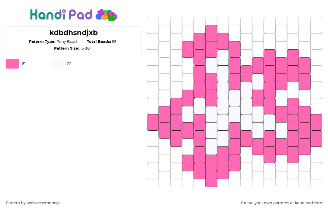 kdbdhsndjxb - Pony Bead Pattern by acelovesemoboys on Kandi Pad - star,simple,pink