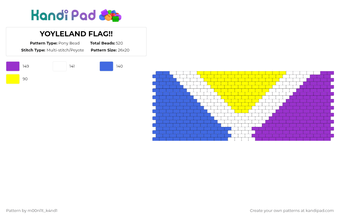 YOYLELAND FLAG!! - Pony Bead Pattern by m00nl1t_k4nd1 on Kandi Pad - blue,purple