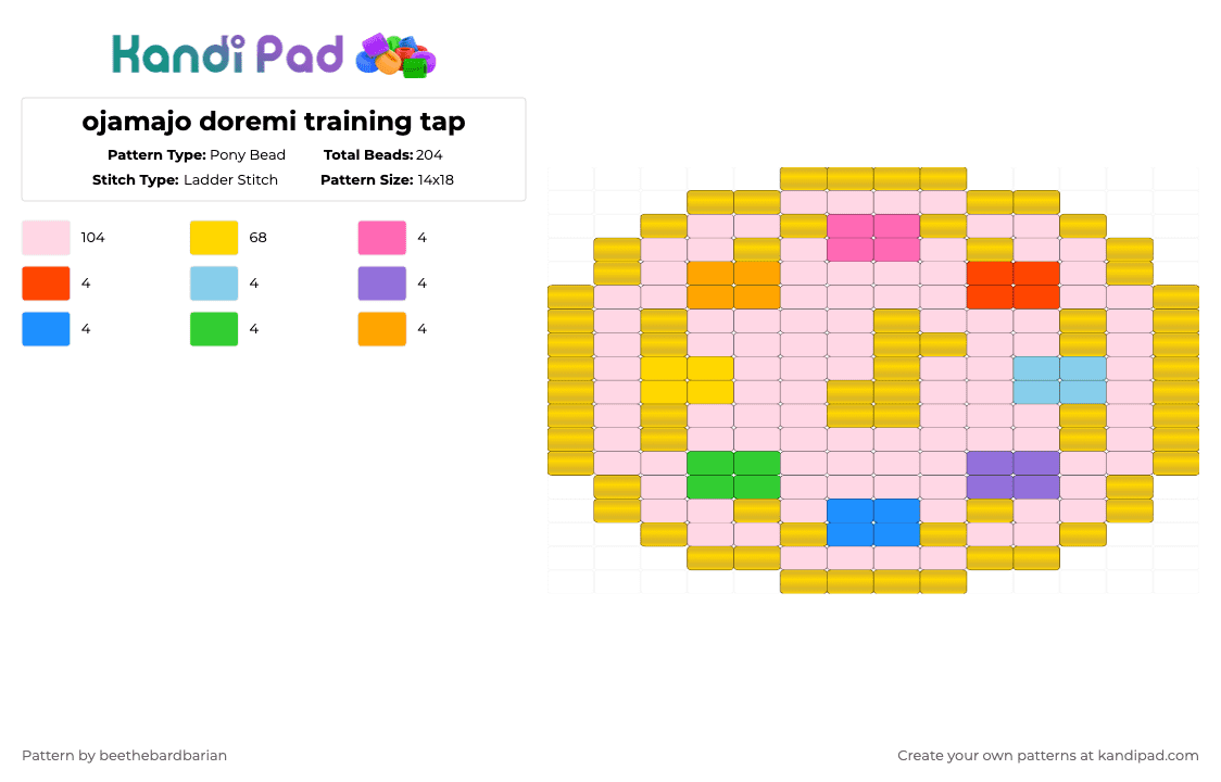 Ojamajo doremi training tap Pony Bead Pattern - Kandi Pad | Kandi ...